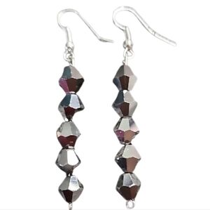 💥4 for $20💥Elegant Silver Crystal Beaded Dangle Earrings